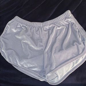 Light blue velvet shorts